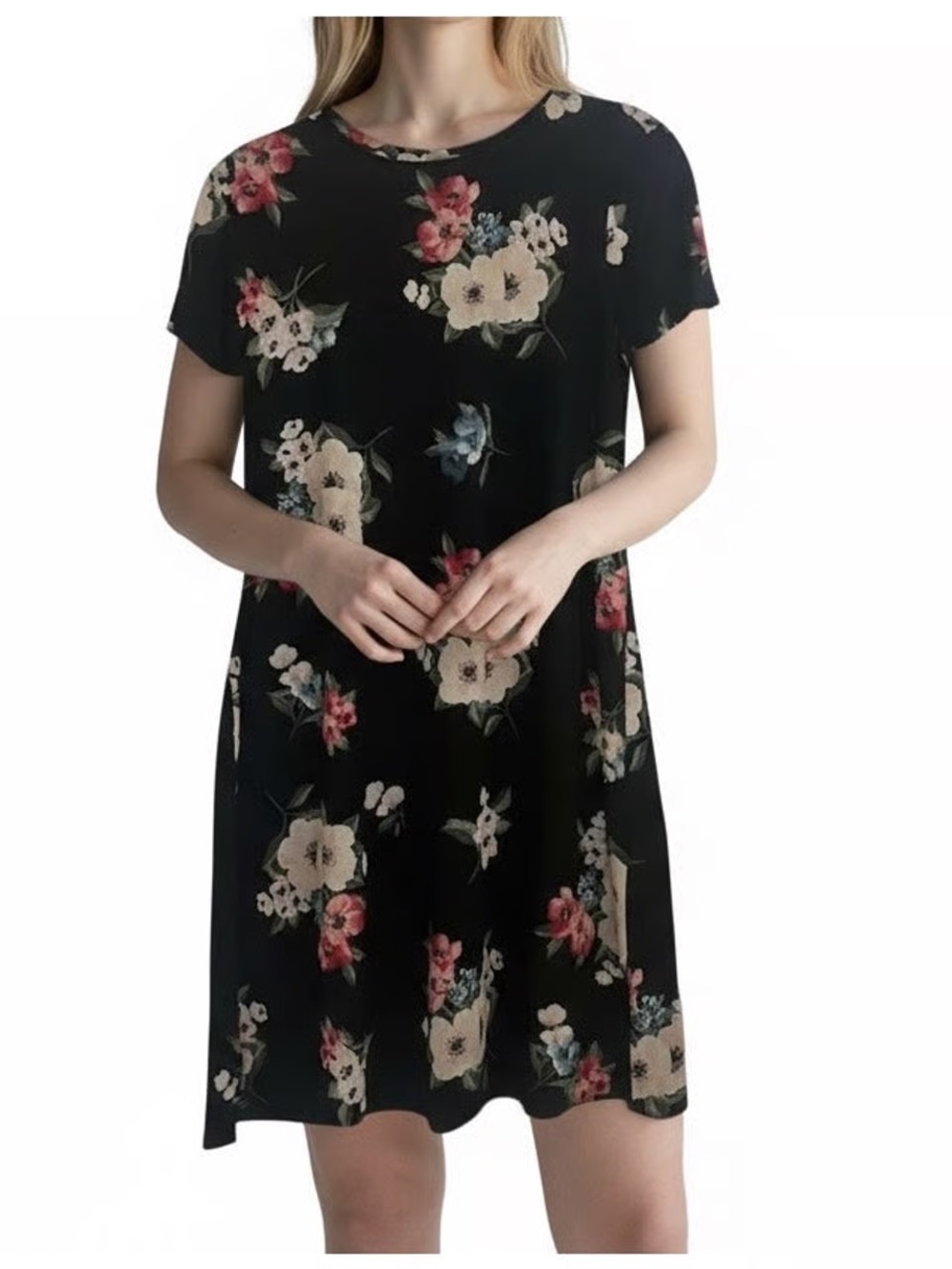 J. Jill Black Wherever Collection Floral Dress with Short Sleeves - Picture 1 of 6